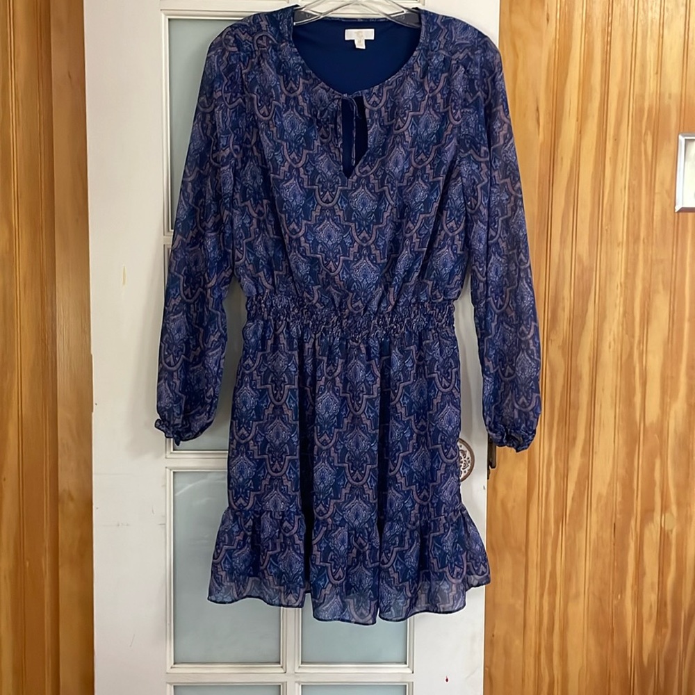 Long sleeved dress- sheer material with cover underneath.